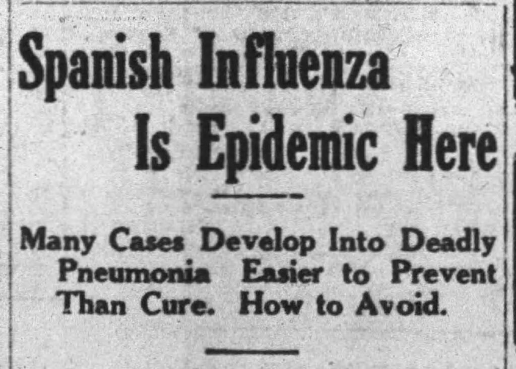 A portrait of the potential Effects of Covid-19 on business - Spanish flue paper clipping